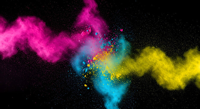 Colorful powder explosion background abstract art holi festival vibrant colors burst dynamic splash design effect - Powered by Adobe