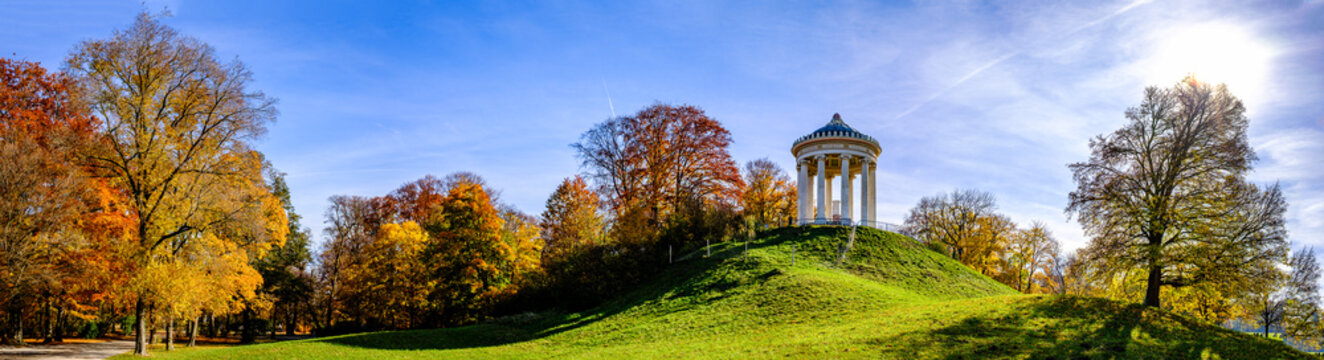 famous monopteros at the english garden in munich