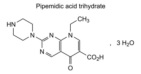 Pipemidic acid trihydrate, chemical structure of pipemidic acid trihydrate, drug substance