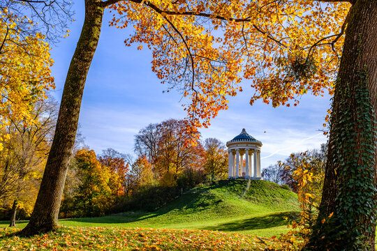 famous monopteros at the english garden in munich