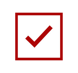 red check mark box on transparent background