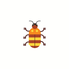 Simple striped beetle icon in brown and yellow tones Vector