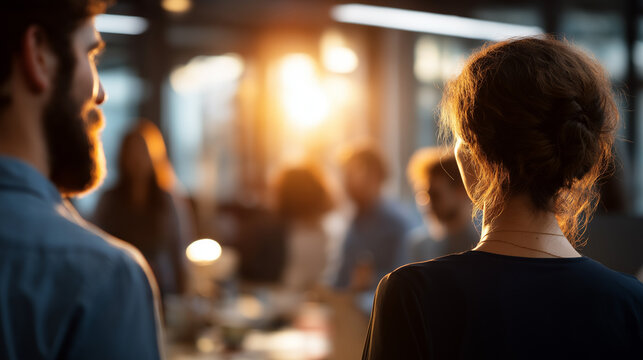 Faceless corporate teamworking colleagues in modern office defocused workspace background with windows collaborative work environment professional teamwork business office atmo