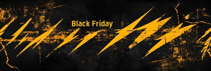 Dynamic Black Friday banner with bold yellow text and artistic brush strokes