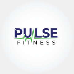 Pulse Fitness Logo with Heartbeat Line cardiogram
