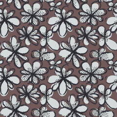 Seamless colorful pattern with chaotic grunge fllowers