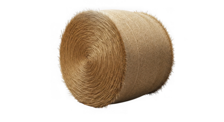Round hay bale isolated on transparent background for agriculture concept