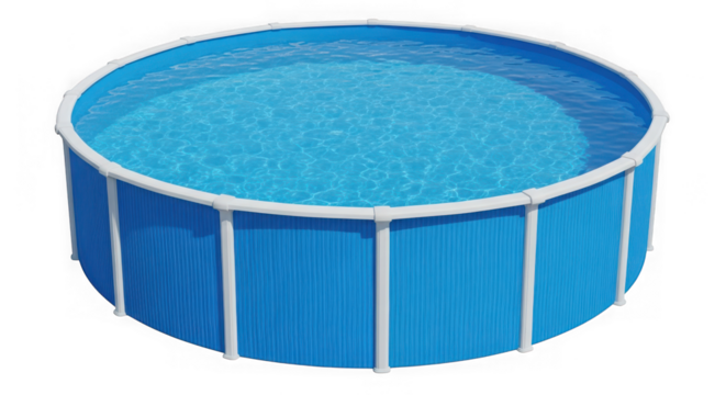 Above ground swimming pool isolated on transparent background, summer fun, water