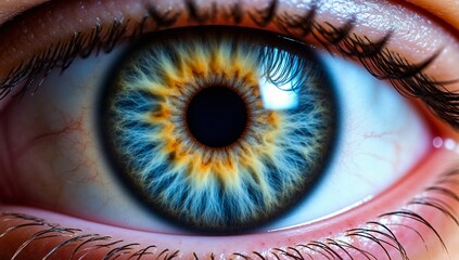 A close-up of a human eye, showing the intricate iris and pupil, symbolizing vision and medical diagnostics.