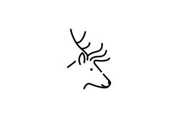deer head outline icon. deer side view black line illustration isolated on white background.