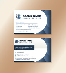Gradient blue abstract curve shapes double sided horizontal business card template design with white background. 