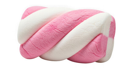 Large twisted marshmallow isolated on transparent background is sweet and fluffy
