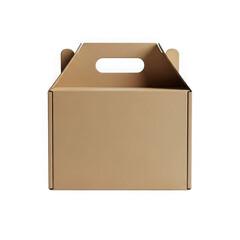 Brown cardboard packaging box with handle for goods delivery
