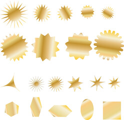 Golden metallic badges and labels set.