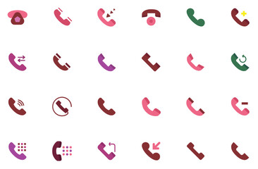 Call 25 Flat Color icon pack including incoming. phone. ring. call. phone