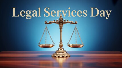 Golden justice scales displayed proudly celebrating Legal Services Day with dignity.