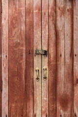 Old Wooden Pile Doors. Wood Texture with Handle