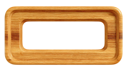 Rectangular wooden frame with rounded corners isolated on transparent background