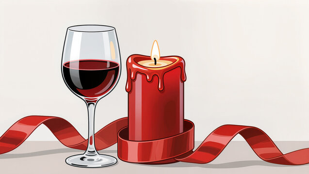 Romantic evening setup with wine and candlelight for a cozy atmosphere