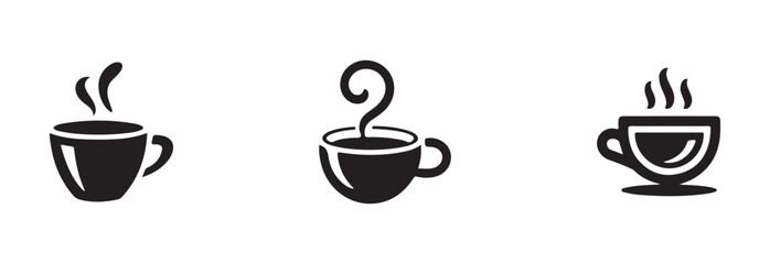 Cup icon set, cup hot icons design, tea cups vector icon collection, cup and mug silhouette icon, vector illustration EPS 10.