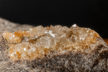 Brilliant crystals in granite rock found in mountainous region