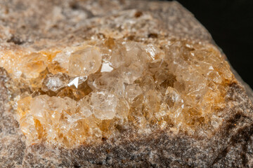 Brilliant crystals in granite rock found in mountainous region
