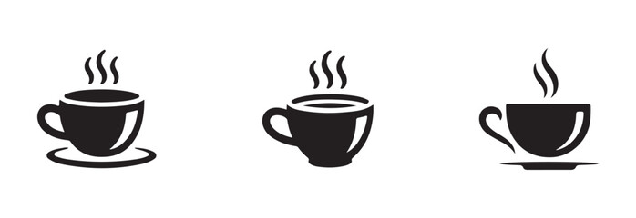 Coffee cup icon set, cup coffee with steam, cup a coffee sign, cup a coffee symbol, vector Illustration EPS 10.