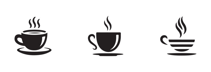 Cups of coffee tea icon set, hot drink icon, cup beverage vector icon, Coffee vector icon, vector Illustration EPS 10.