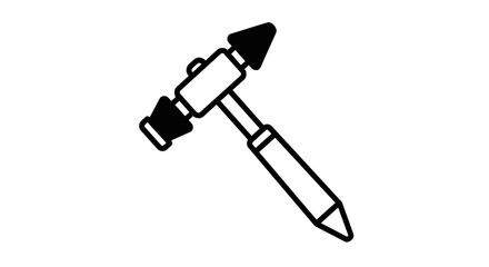 A simple, black and white line drawing of a reflex hammer tool, angled on a white background.
