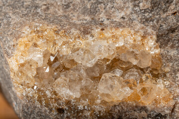 Brilliant crystals in granite rock found in mountainous region