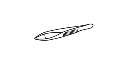 A simple line drawing of a pair of tweezers isolated on a white background.