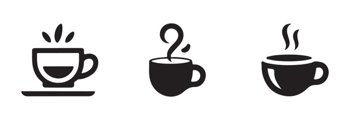 Cups of coffee tea icon set, hot drink icon, cup beverage vector icon, Coffee vector icon, vector Illustration EPS 10.