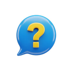 Modern 3D Question Mark Speech Bubble Icon with transparent background