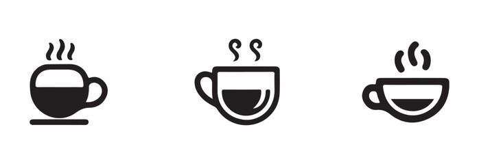 Cup icon set, cup hot icons design, tea cups vector icon collection, cup and mug silhouette icon, vector illustration EPS 10.