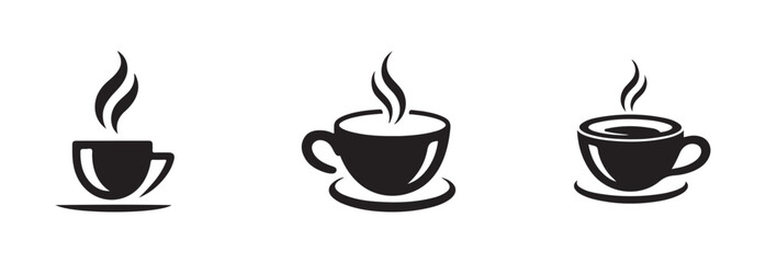 Cups of coffee tea icon set, hot drink icon, cup beverage vector icon, Coffee vector icon, vector Illustration EPS 10.