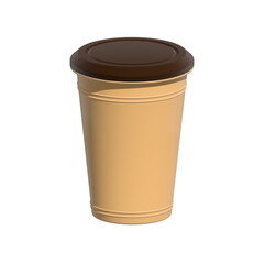 Paper coffee cup isolated on white with brown lid