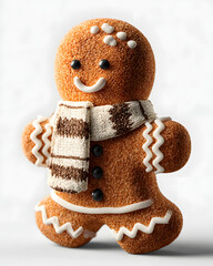 Gingerbread man isolated on transparent or white background, png