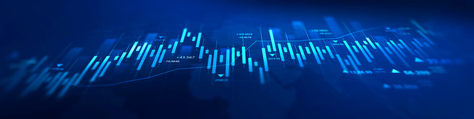 Stock market chart showing business growth, rising trends, financial performance, investment progress, profit increase, and market success indicators.Investment finance chart growth graph.	

