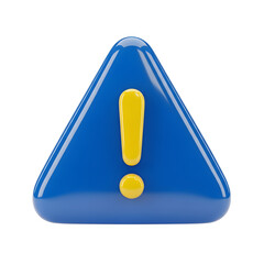 Glossy Blue Warning Exclamation Mark Icon with transparent background