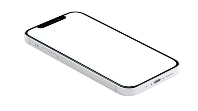 Modern smartphone with blank screen isolated on transparent background