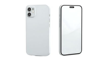 Modern smartphone front and back view isolated on transparent background