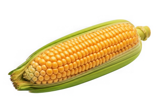 Fresh ear of corn isolated on transparent background