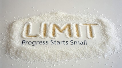 Limit formed with sugar over a white surface