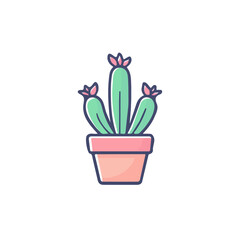 clipart, Minimalistic 2D flat icon featuring a cactus isolated on a white background, an element in vector and EPS format. clean vector design, simple illustration style