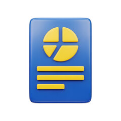 3D Business Report Data Analysis Icon Presentation Concept with transparent background