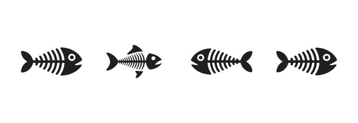 fish bone icon, fishbone skeleton flat icon, cats food sign,  vector illustration EPS 10.