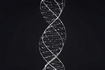 Abstract glowing dna helix structure with intricate detail against black background