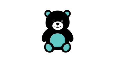 Fototapeta premium Cute black teddy bear with teal accents isolated on transparent background