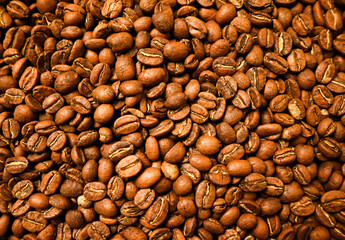 Roasted Coffee beans texture. Espresso ingredient. Food and drinks background