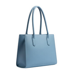 Stylish light blue women's elegant handbag on clean background